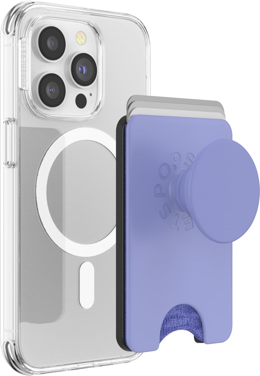 PopSockets Phone Wallet with Expanding Grip and Adapter Ring for MagSafe, Phone Card Holder, Wireless Charging Compatible, Wallet Compatible with MagSafe - Deep Periwinkle — image 1