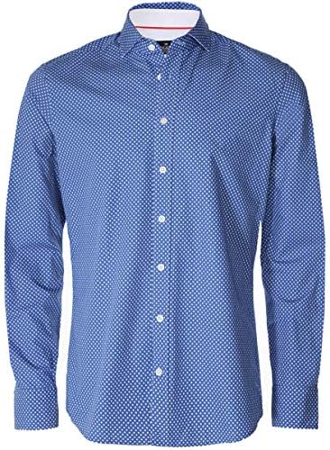 Hackett Men's Slim Fit Leaf Print Shirt Navy