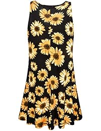 Aphratti vestido sin mangas con estampado de girasol para mujer
