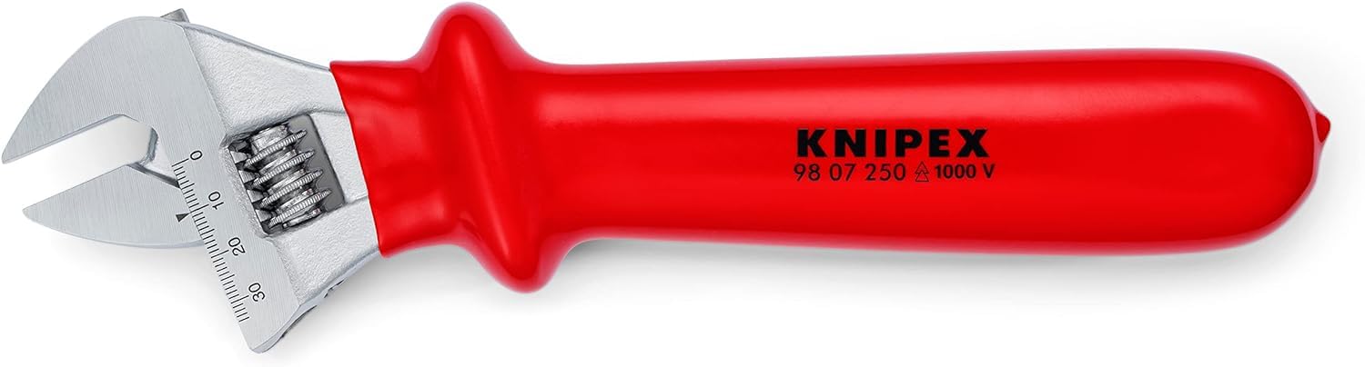 KNIPEX Adjustable Wrench Chrome-Plated with Dipped Insulation 260 mm, 98 07 250