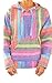 Baja Hoodie Rainbow Mexican Drug Rug Pullover Poncho Sweatshirt
