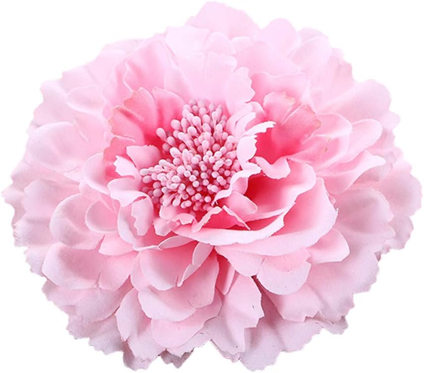 Malltop Shawn 15 colors Flower Peony Hair Clips Wedding Bridal Bridesmaid Prom Festival Hairpin Brooch Party Beach for girl women (light pink)