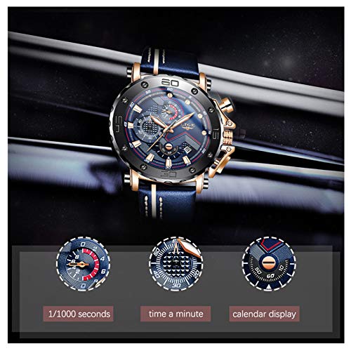 LIGE-Relojes-para-Hombre-Militares-Deportivos-Moda-Analogico-de-Cuarzo-Impermeable-Cronografo-Negro-Esfera-Grande-Piel-Reloj-de-Pulsera