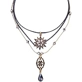 AILUOR Multilayer Necklace, Vintage Star Choker Chain Leather Pendant Layer for Women Jewelry