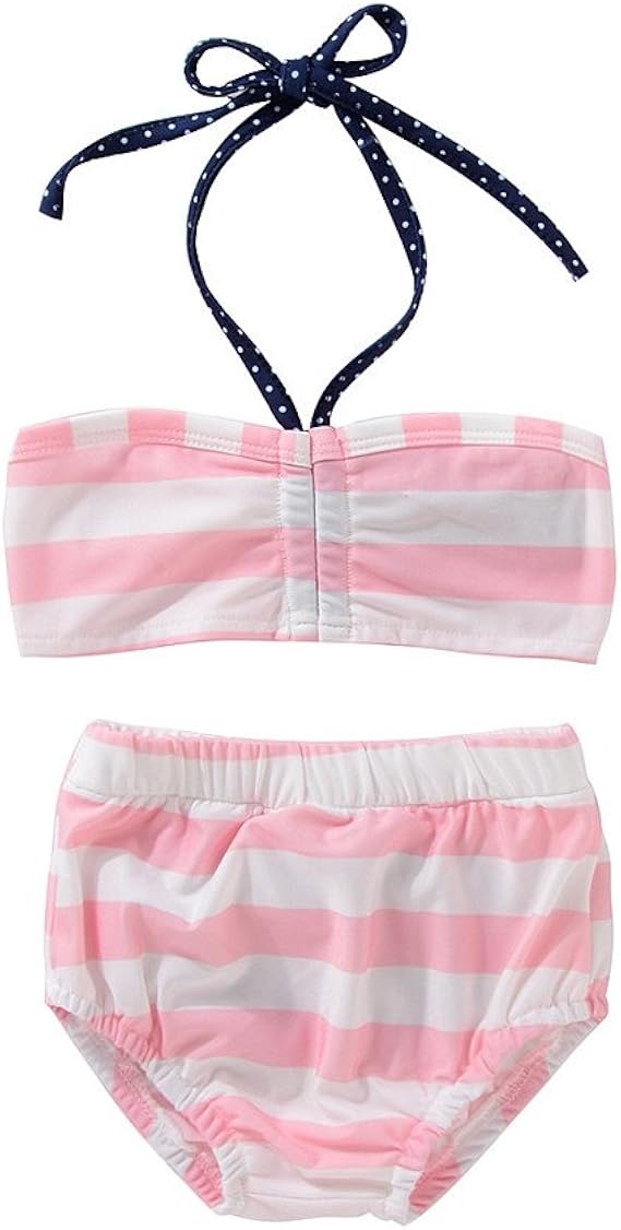 Amazon 杜屋トヤ 水着 子供の洋式ノースリーブ リボン 水着 女の赤ちゃんビキニスーツワンピース ガールズのポリエステル水着 ボーダー 海水浴 海 川遊び 水泳 入浴 スイム 旅行 ビーチ萌え服 90 ピンク 水着 通販