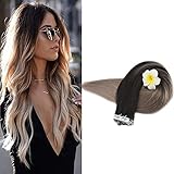 Full Shine 20 inch Ombre Balayage Tape in Hair Extensions Human Hair Remy Colored Extensions #1B Fading to #18 Ash Blonde Glue in Extensions 20 Pcs 50gram Per Package