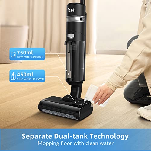 INSE Cordless Wet Dry Vacuum Cleaner, Cordless Vacuum Mop All in One for Hard Floors WetDry