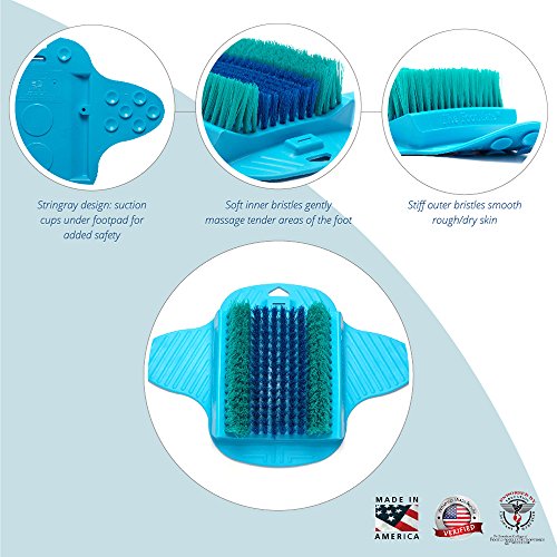 The FootMate System Foot Brush Scrubber + Rejuvenating Gel - Blue - Made in The USA
