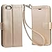 Arae Case for iPhone 6s / iPhone 6, Premium PU Leather Wallet case [Wrist Strap] Flip Folio [Kickstand Feature] with ID&Credit Card Pockets for iPhone 6s / 6 4.7 inch (Champagne Gold)