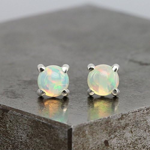 Sterling Silver Stud Earrings with Welo Opals