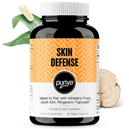 Puriya Skin Defense Supplement - Promotes Balanced Gut Flora and Microbiome with Oregano and Olive Extract - Supports Jock Itch, Athlete's Foot, Ringworm, Body, Back Acne Topical Treatments