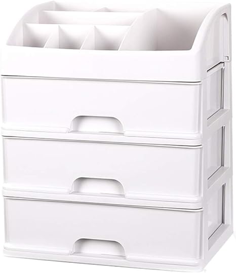 Amazon ジュエリー収納 メイクボックス 寮の化粧品の収納ボックス ドレッシングテーブル引き出しプラスチックストレージの成果物 大学生デスクトップの簡単なラック Color 白 Size 34cm 25cm 40cm 収納ケース ボックス オンライン通販
