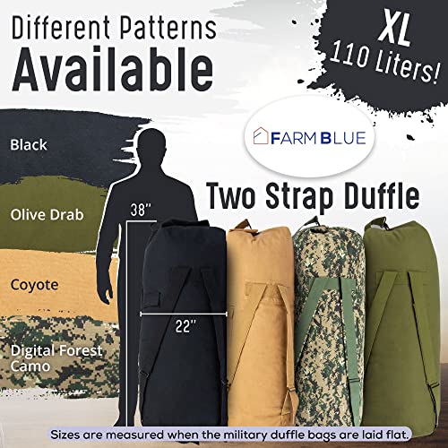 Farm Blue 2 Strap Top Load Duffle Bag XL Military Duffel Heavy Army Cotton Canvas Travel Sea