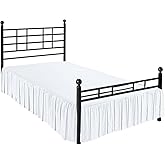 Ruffle Bed Skirt with Split Corners, Microfiber Dust Ruffled for a Perfectly Tailored Bedding Ensemble, Wrinkle and Fade Free, Easy Fit, Queen Size 16 Inch Drop, White