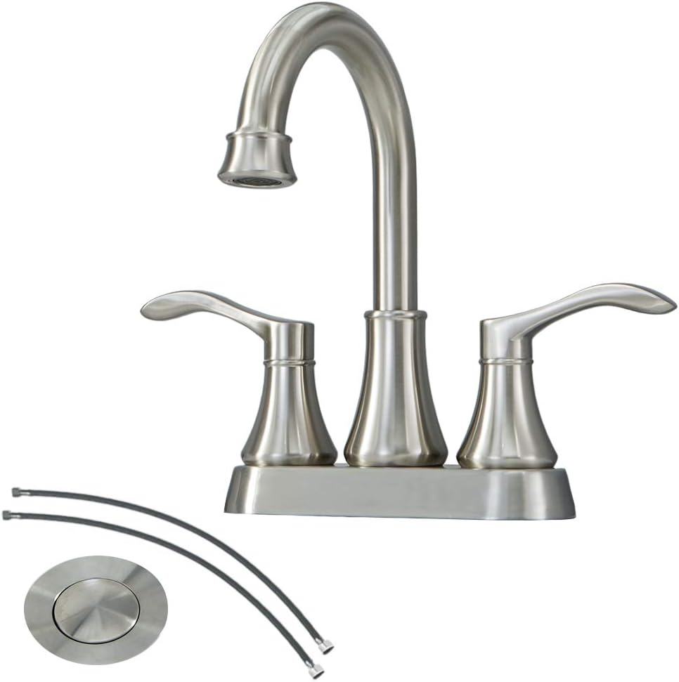 Valisy Two Handles Stainless Steel Satin Nickel Bathroom Sink