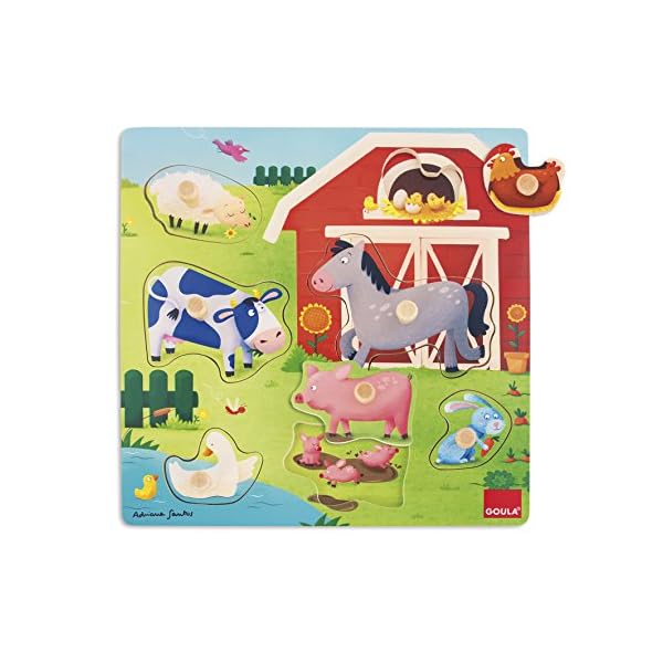 Jumbo Spiele D53040 Holzpuzzle Tiermütter und -kinder auf dem Bauernhof