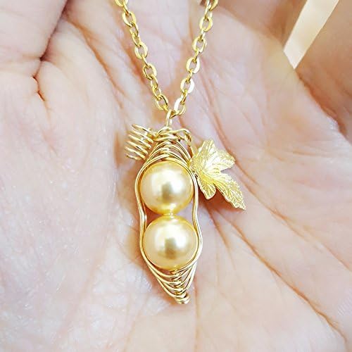 Gold Leaf Swarovski Birthstone Pearl for NOV Peapod Necklace, Topaz 2 Peas in a Pod Necklace, Best Friend Gift, Birthday Gift (NOV)