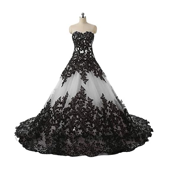 APXPF-Womens-Vintage-Gothic-Wedding-Dress-Elegant-Black-Appliques-Prom-Ball-Gowns-Silver-US16