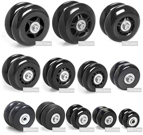 Airkoul Forwardsell Black Luggage Suitcase/Inline Outdoor Skate Replacement Wheels with ABEC 608zz Bearings