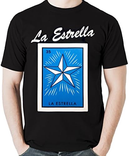 Viva Mexico Men's La Estrella The Star Loteria Mexican Game T-Shirt Large Black