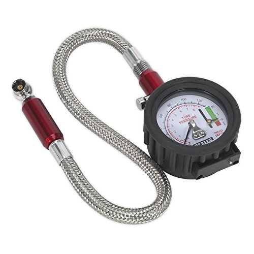Jack Sealey - Sealey Tyre Pressure Gauge With Tyre Tread Depth Gauge - Flexi Hose - Thumbnail 5