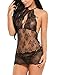 Avidlove Women Babydoll Lingerie Lace Chemise Halter Nightwear Teddy Dress Black XL