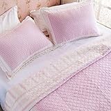 LELVA Twin Full Size Kids Bedding Set Pink Blue Polka Dot Bed Quilt Set (Pink, Twin)