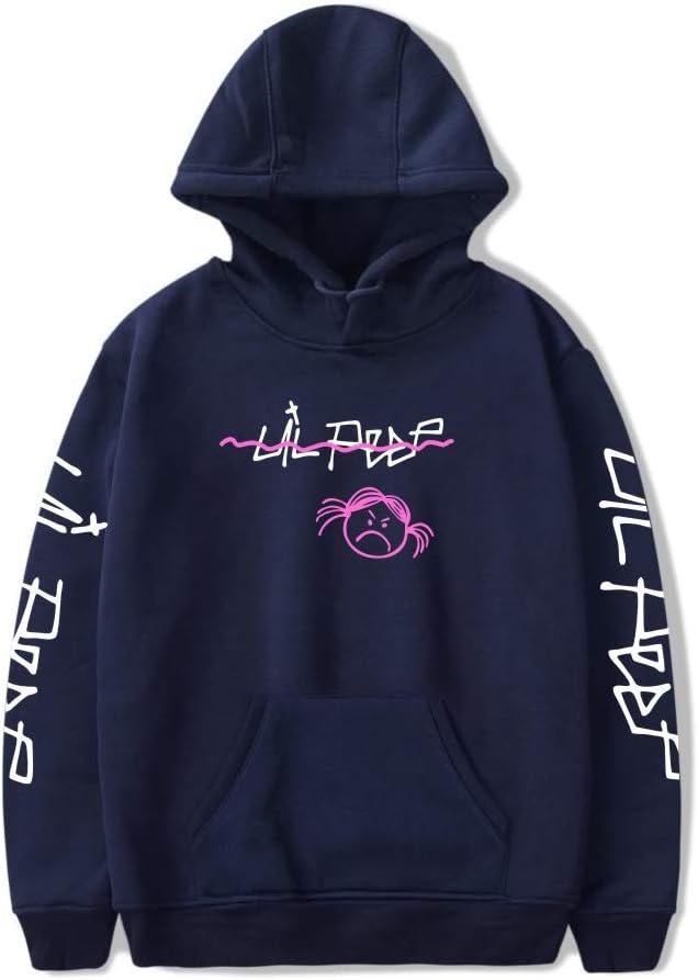 Unisex Hoodie LilPeep New Hooded Round Neck Sweater Plus Velvet Hoodie Smile Face Print Sweatshirts with Pockets Patchwork Top