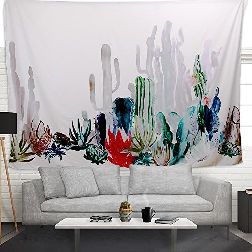 VARANO Bohemian Tapestry Mandala Wall Hanging Art Hippie Tapestry with Cactus Pattern, Boho Style Home Décor (82 X 59 Inches)