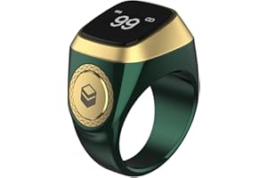 TreasureCave IQibla Smart Zikr Ring, Smart Ring Counter Waterproof Digital Counter & Vibration Reminder, Unisex Azan Alarm Clock Finger Counter for Muslims(22mm Green)