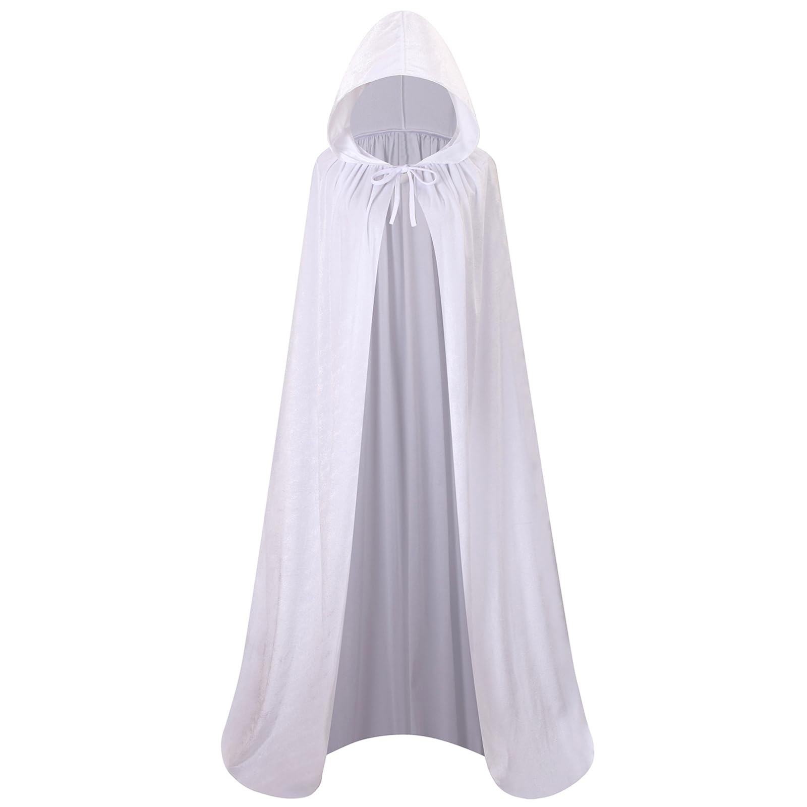 maxToonrain Velvet Hooded Cape for Adults, Unisex Cloak with Hood for Halloween Christmas World Book Day Fancy Dress Costume (130cm, White) — image 1