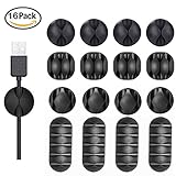Adywe One/Two/Three/Five Channels Desktop Adhesive Cable Clips Holders (16 Pack),Cable Organizer and Cord Management for Your Wires, Desktop & Computer, Electrical, Charging or Mouse, USB Cord(Black)