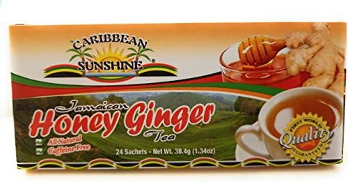 Caribbean Sunshine. Ginger Honey Tea, 100% Natural. 24 Sachets