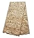 SanVera17 African Lace Net Fabrics Nigerian French Fabric Embroidered and Sequins Guipure Cord Lace for Party Wedding 5 Yards (Gold)