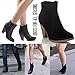 ROF Luxe-01 Women's Fashion Comfy Almond Toe Stacked Block Heel Side Zipper Ankle Booties