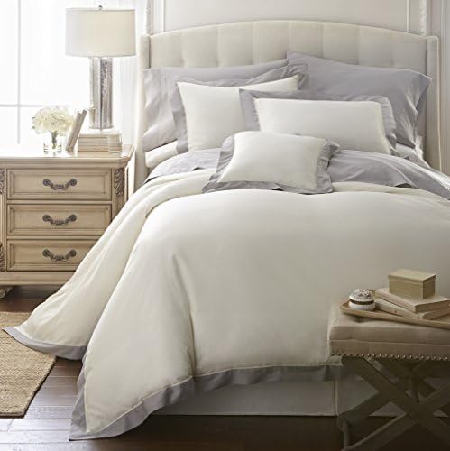 Q-Diamente Barolo 3pcs Duvet Cover Set Tencel / Cotton Appliqué/ Hemstitch Design | Color: Gray | Size: King/Cal-King