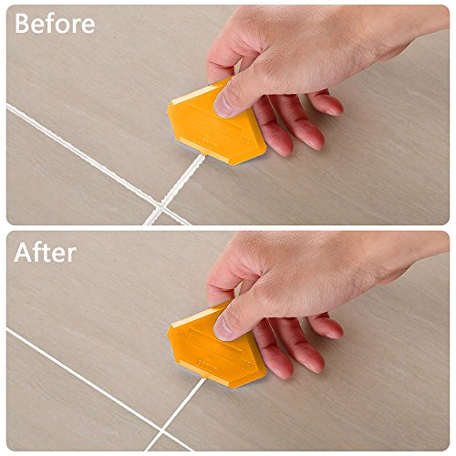 FOCCTS 4PCS Grouting Tool with Tile Joint Cleaning Brush Silicone Caulking Tool Kit for Bedroom,Bathroom,Kitchen