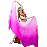 TRIMODI 2.5x1.14m/98"x45" Women's Real Silk Belly Dance Veils and Hand Scarves Fire Flame Colors