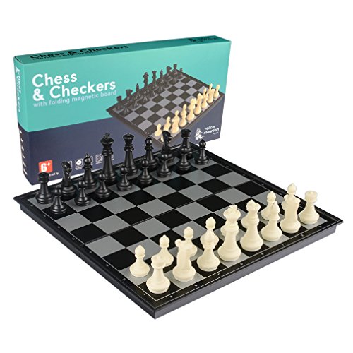 2 in 1 Travel Magnetic Chess and Checkers Set - 14 Inches