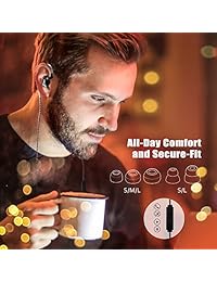 BASN   Auriculares in ear (auriculares auriculares auriculares) con cable MMCX bañado en plata, aislamiento de ruido con micrófono y mando a distancia