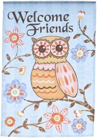 Spring Time Owl Welcome Friends Lawn Flag by Garden Accents (12 x 18 Inch)