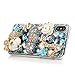 iPhone X Case, iPhone Xs Case, Mavis's Diary Full Edge Protective Plastic Case 3D Handmade Crystal Clear Bling Diamonds Shiny Colorful Rhinestone Blue Crown Pumpkin Car High-Heeled Hard PC Cover