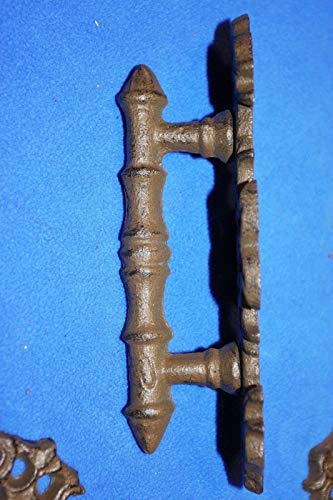 Set of 6 Fancy Vintage Look Cabinet Pulls 4 1/2 Center, 6 3/4 inch Backplate, Volume Priced HW-06