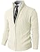 H2H Mens Slim Fit Full-zip Kintted Cardigan Sweaters with Twist Patterned