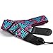 CLOUDMUSIC Jacquard Weave Style Hawaiian Ukulele Strap (Rosy Flowers With Bright Blue Leaves)
