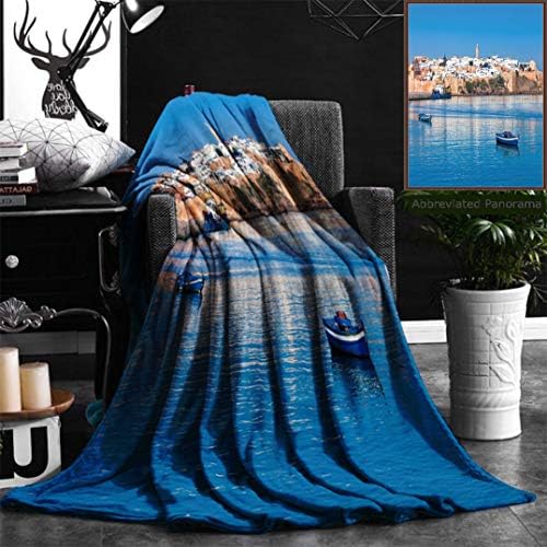 Unique Custom Flannel Blankets River Bou Regreg Seafront And Kasbah In Medina Of Rabat Morocco Rabat Is The Capital Of Moro Super Soft Blanketry for Bed Couch, Throw Blanket 50“ x 60”