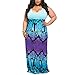 Akmipoem Women Wave Striped Plus Size Scoop Neck Chevron Maxi Long Dress