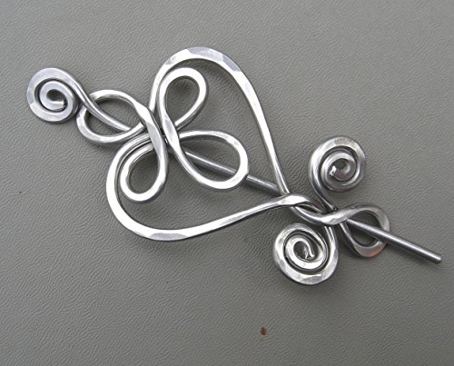Celtic Heart Aluminum Shawl Pin, Sweater Brooch, Scarf Pin, Knitter Gift Handmade - Image 4