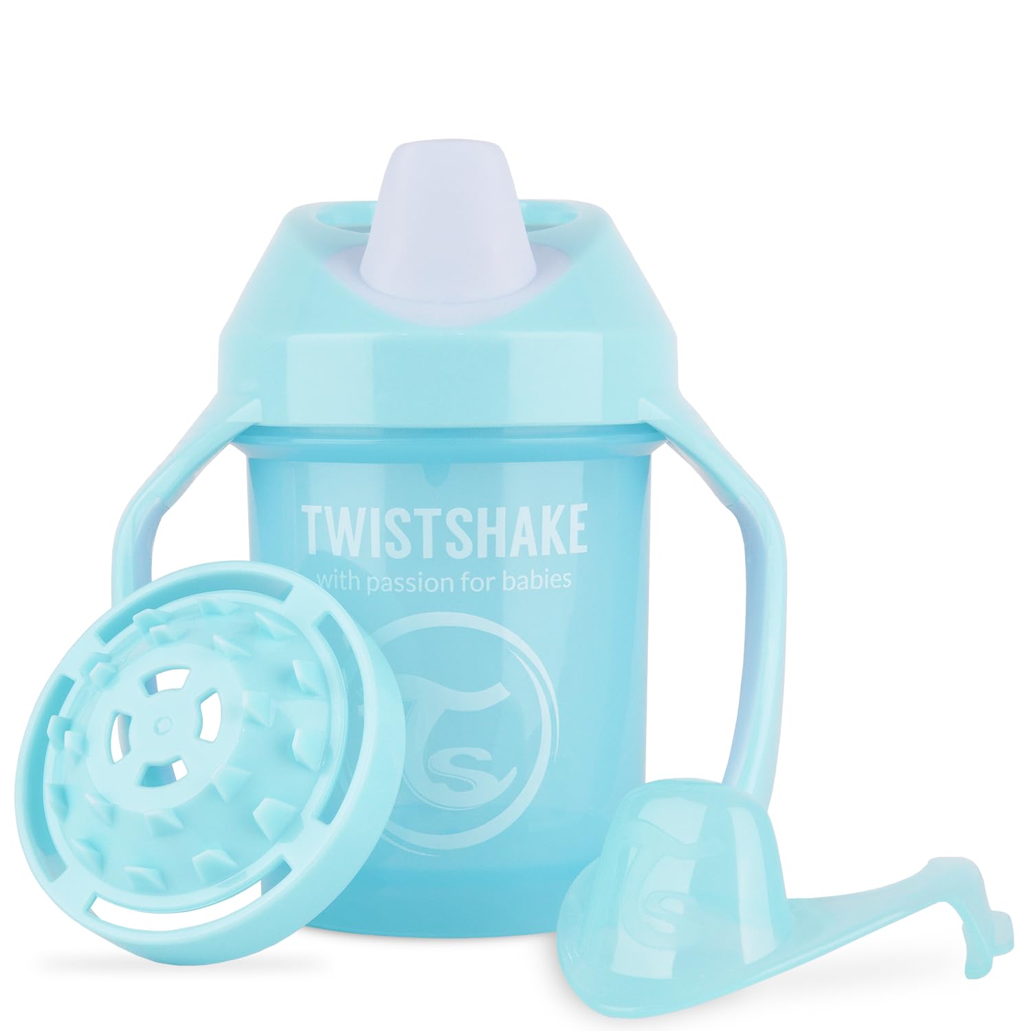 Twistshake Mini Cup | Non-Spill Baby Sippy Cup with Soft Spout & Fruit Mixer -230ml | Leak Proof Weaning Cup | BPA-Free Sippy Cup | Training Cup for Kids | Learning Baby Water Bottle | Blue