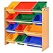 Giantex Toy Organizer Bin Kid's Toy Storage Organizer for Girls and Boys with 12 Colorful Plastic Bins Children Toddler Wood Storage Box for Playroom Bedroom Shelf Drawer